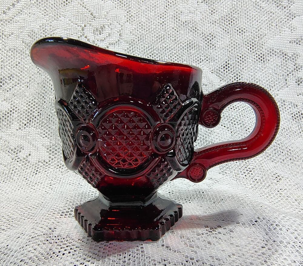 Vintage Avon 1876 Cape Cod Ruby Red Glass Creamer